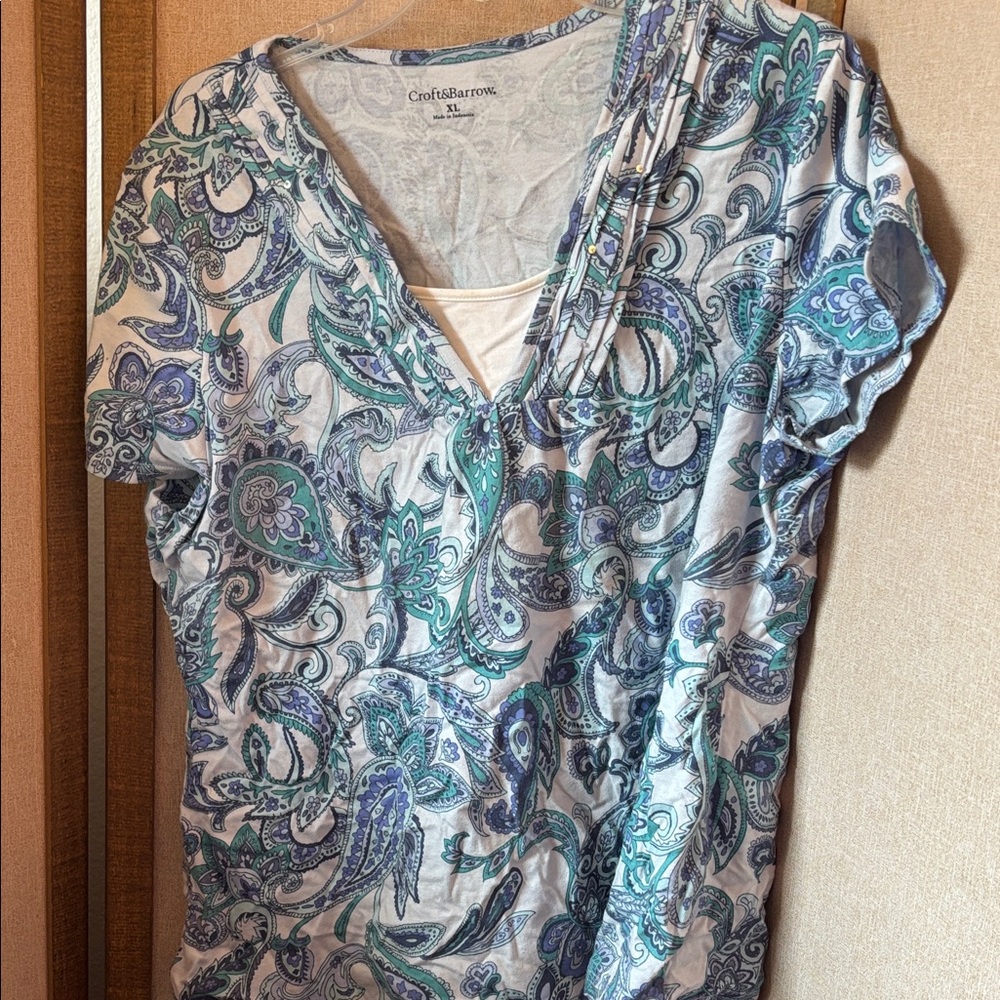 Croft & Barrow Women's Paisley Blouse with inset xl